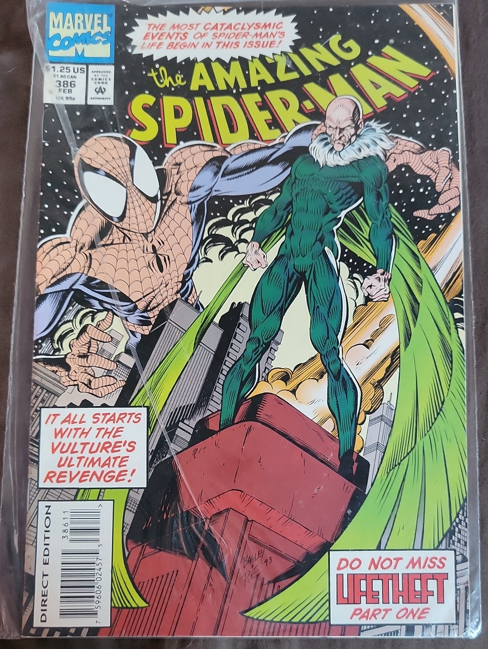 The Amazing Spider-Man #386 Comic Book - Marvel - Vulture Cover